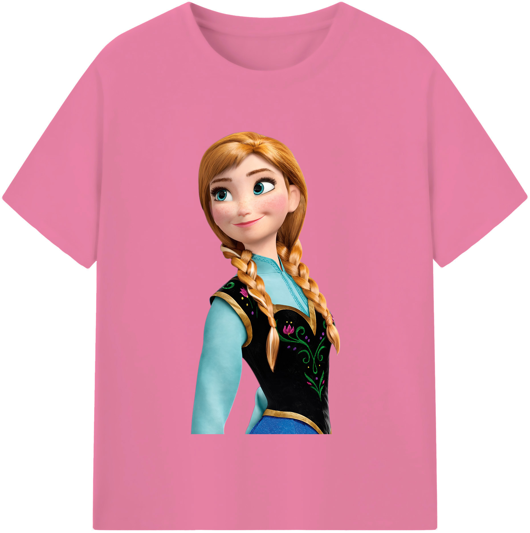 （画像用） アナと雪の女王 アンナ エルサ Frozen Anna Elsa 綿100％半袖Tシャツ（フロントプリント）